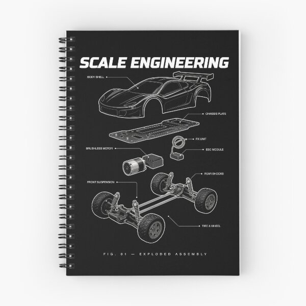Artikelvorschau, Scale Engineering – Explosionszeichnung eines RC-Cars entworfen und verkauft von No Excuses Supply.