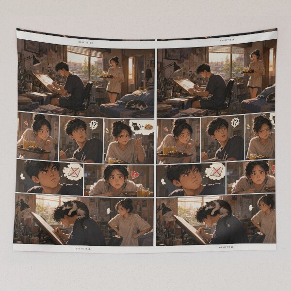 Item preview, Student Life Cozy Reading Room Comic Print designed and sold by Grafititee.