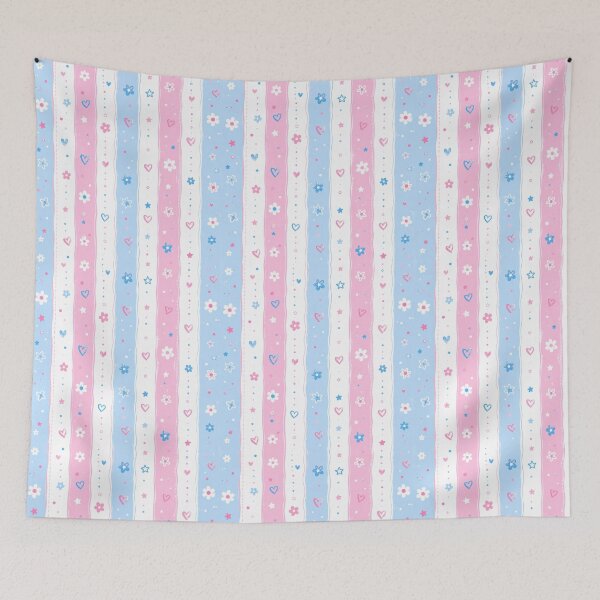 Item preview, Pastel Floral Stripe Phone Case Gift For Girls | Cute Pink And Blue Heart Journal For Mom | Whimsical Daisy Striped Blanket For Grandma | Aesthetic Soft Stripe Tote Bag for Students designed and sold by VivaFy.