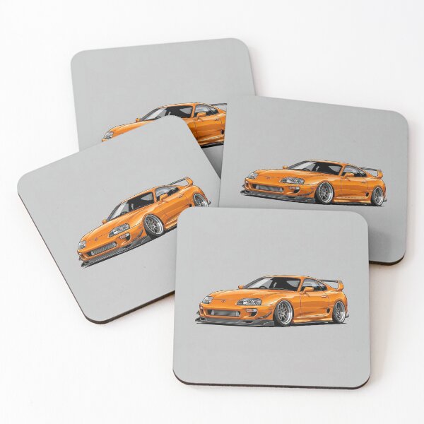 Item preview, Toyota Supra MK4 Orange JDM Custom Stance Twin Turbo Car Illustration Art designed and sold by Motorline44.