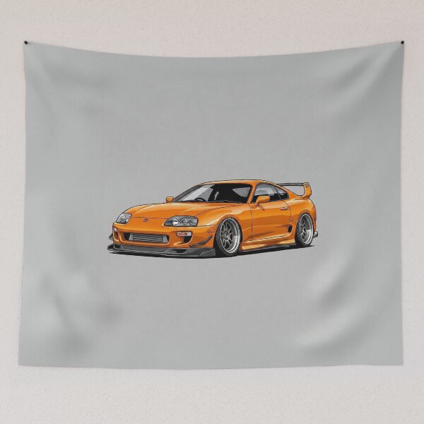 Item preview, Toyota Supra MK4 Orange JDM Custom Stance Twin Turbo Car Illustration Art designed and sold by Motorline44.