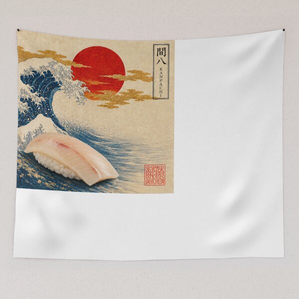 Item preview, Kanpachi Amberjack Nigiri — Ukiyo-e Japanese Sushi Art Tee designed and sold by nurusubetei.