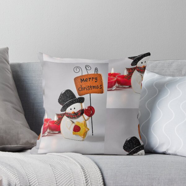Item preview, Merry Christmas Snowman with Candles – Festive Holiday Decoration designed and sold by Kimberly Palmer.