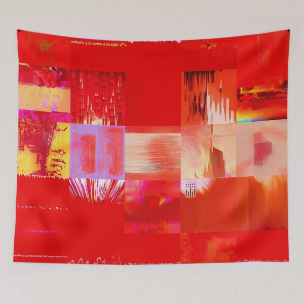 Item preview, Where You Can Gradient Abstract Red Glitch Art Mosaic Cyberpunk Grid Collage designed and sold by Terry Bain.