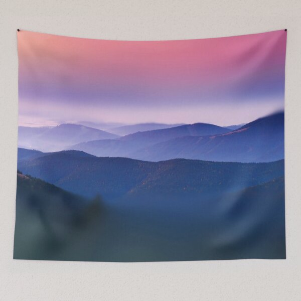 Item preview, Mountaintop Sunset With Dreamlike Blur Aesthetic Digital Art designed and sold by DEC02.