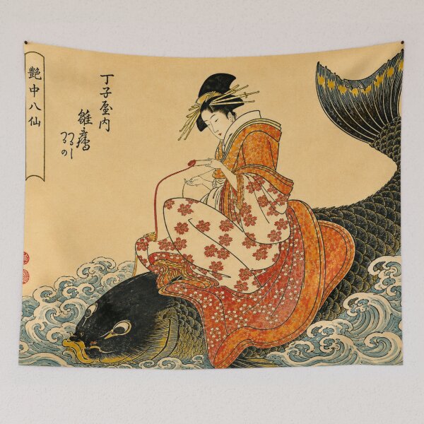 Item preview, Ukiyo-e Art Nouveau Koi Maiden Wall Art for Japanese Art Collectors designed and sold by RickE.
