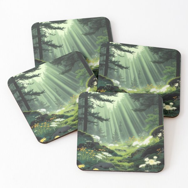 Item preview, Magical Enchanted Forest Sunbeams Art Print | Ethereal Fantasy Woodland Landscape Poster | Serene Nature Wall Decor with Glowing Wildflowers designed and sold by Trail Echo Prints.