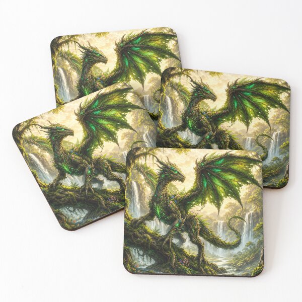Item preview, Ancient Forest Dragon | Enchanted Waterfall Fantasy Art designed and sold by DrakariArt.