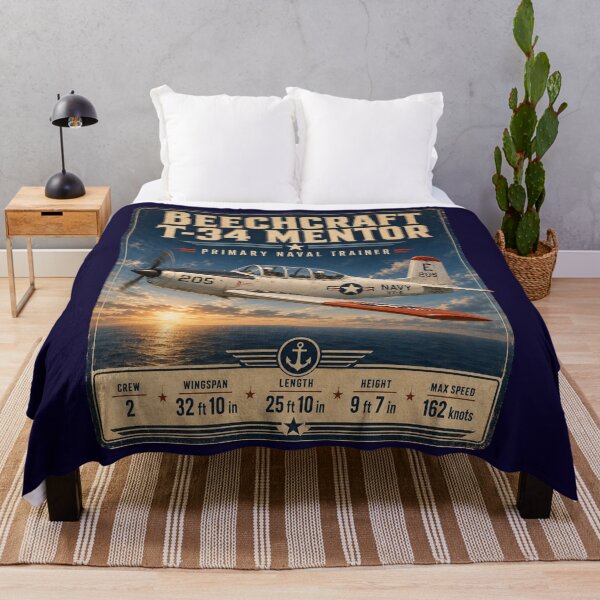 Item preview, Beechcraft T-34 Mentor Primary Naval Trainer Vintage Aviation Poster designed and sold by Swanny's Custom T-shirt and Gift Designs.