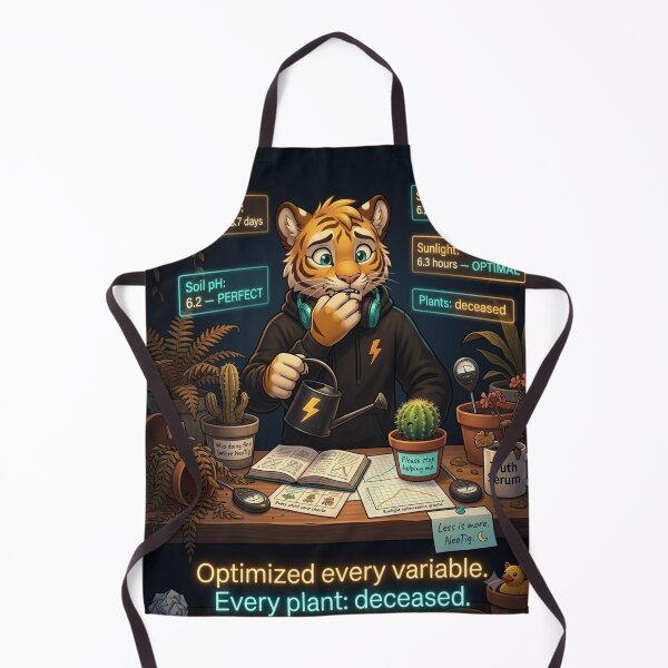 Item preview, Funny AI Tiger Cub Plant Dad — Optimized Every Variable Every Plant Deceased — NeoTigLuna designed and sold by NeoTigLuna.