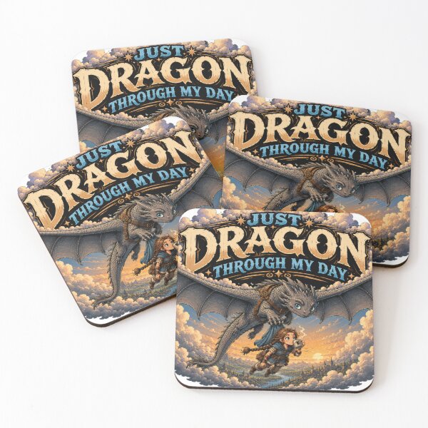Item preview, Just Dragon Through My Day | Funny Fantasy Dragon Coffee Adventure designed and sold by High Hog Art & Design .
