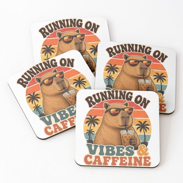 Item preview, Capybara Running On Vibes And Caffeine designed and sold by plam50.