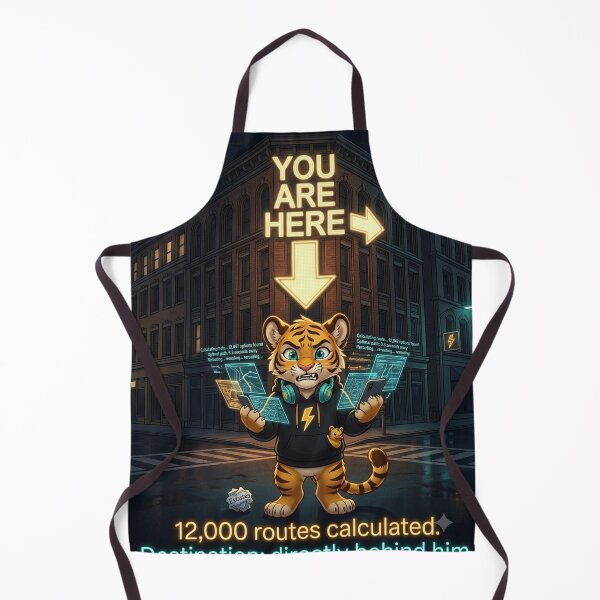 Item preview, Funny AI Tiger Cub Lost With GPS — 12000 Routes Calculated — NeoTigLuna designed and sold by NeoTigLuna.