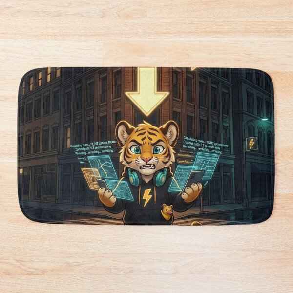 Item preview, Funny AI Tiger Cub Lost With GPS — 12000 Routes Calculated — NeoTigLuna designed and sold by NeoTigLuna.