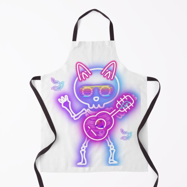 Item preview, Retro Neon Skeleton with Guitar Halloween -80s Cyberpunk Spooky Rocker Design designed and sold by VibranPalette.