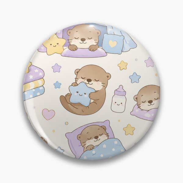 Item preview, Kawaii Sleepy Otter Pillow Fort Pattern designed and sold by Soft Berry Studio.