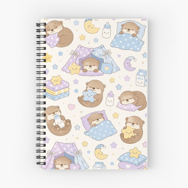 Item preview, Kawaii Sleepy Otter Pillow Fort Pattern designed and sold by Soft Berry Studio.