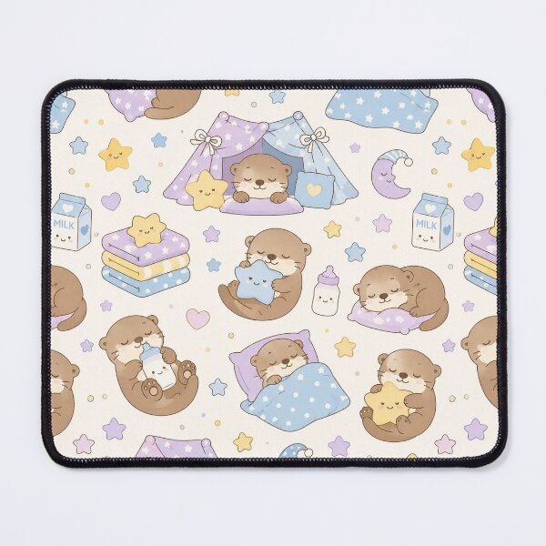 Item preview, Kawaii Sleepy Otter Pillow Fort Pattern designed and sold by Soft Berry Studio.