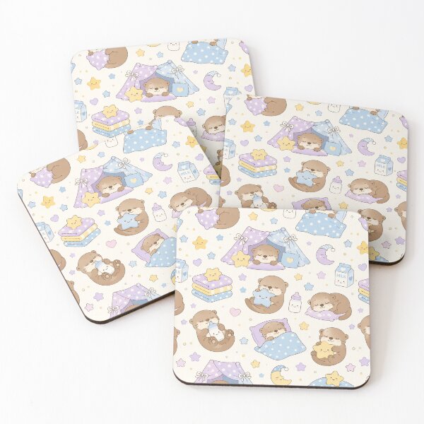 Item preview, Kawaii Sleepy Otter Pillow Fort Pattern designed and sold by Soft Berry Studio.