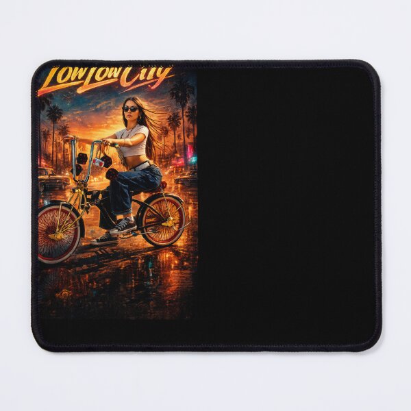 Item preview, Low Low City – Neon Lowrider Bicycle Sunset Wall Art | Chicano Cruiser Culture Print designed and sold by DyfunctionalTee.