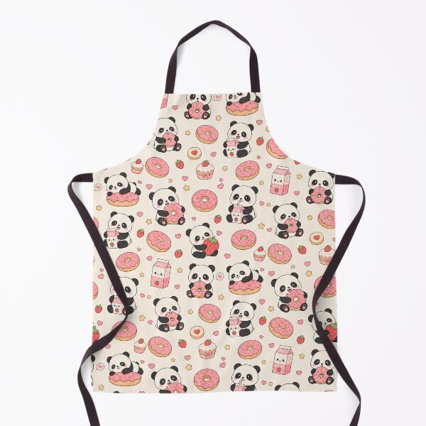 Item preview, Kawaii Panda Strawberry Donut Pattern designed and sold by Soft Berry Studio.