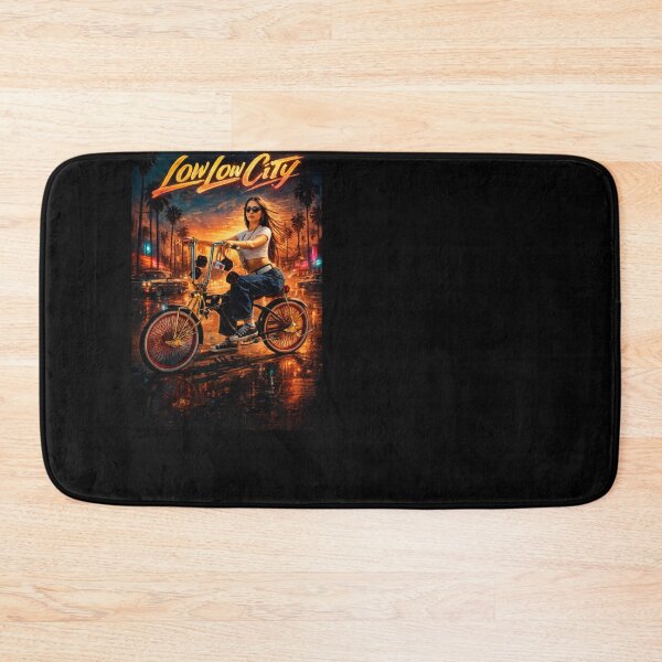 Item preview, Low Low City – Neon Lowrider Bicycle Sunset Wall Art | Chicano Cruiser Culture Print designed and sold by DyfunctionalTee.