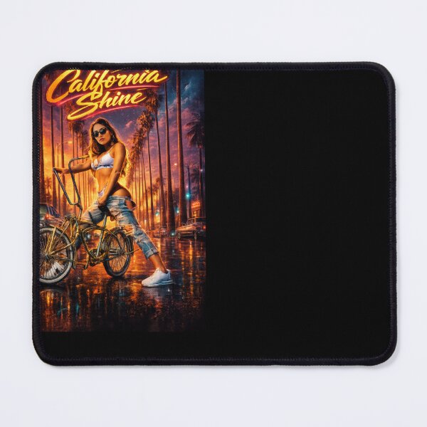 Item preview, Look at California Shine – Lowrider Bicycle Sunset Neon Art Print designed and sold by DyfunctionalTee.