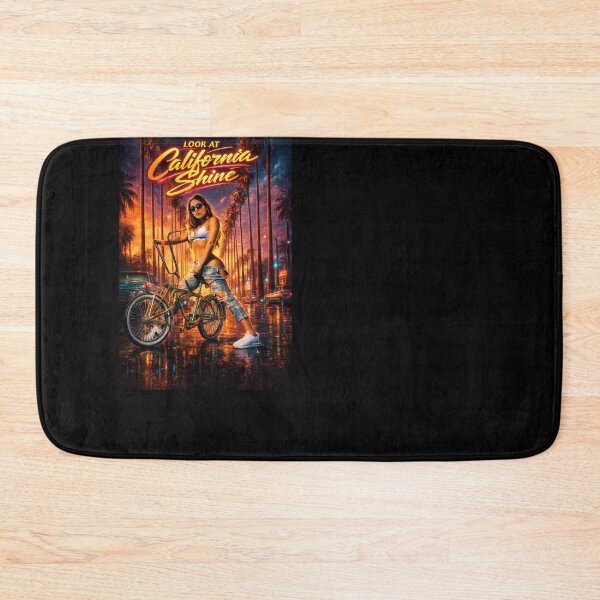 Item preview, Look at California Shine – Lowrider Bicycle Sunset Neon Art Print designed and sold by DyfunctionalTee.