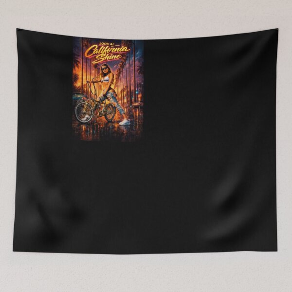 Item preview, Look at California Shine – Lowrider Bicycle Sunset Neon Art Print designed and sold by DyfunctionalTee.