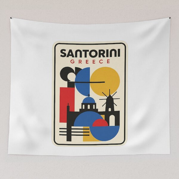 Item preview, Santorini Greece Abstract Geometric Mediterranean Travel designed and sold by k3rstman1.