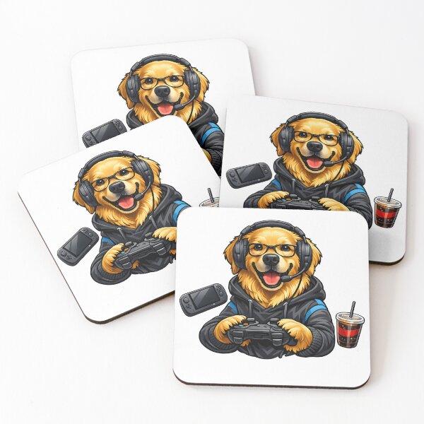 Item preview, Golden Retriever Gamer with Nerd Glasses Premium Illustration designed and sold by builtforyou.