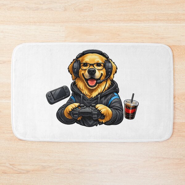 Item preview, Golden Retriever Gamer with Nerd Glasses Premium Illustration designed and sold by builtforyou.
