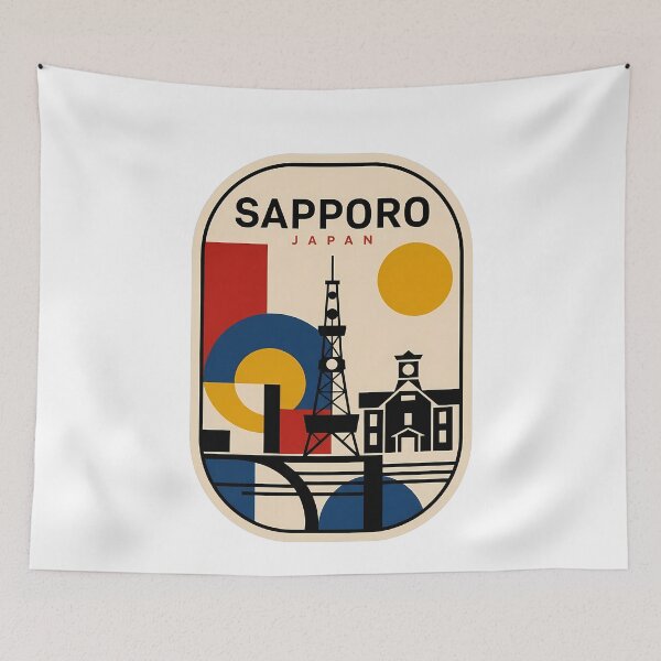 Item preview, Retro Sapporo Japan Geometric City Landmark designed and sold by k3rstman1.