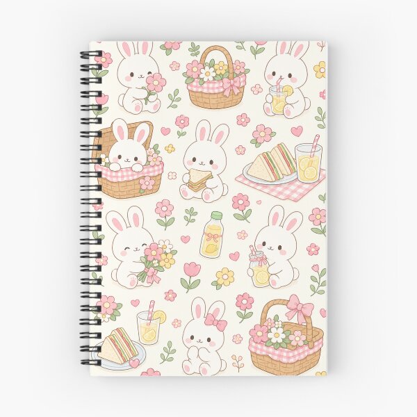 Item preview, Kawaii Bunny Flower Picnic Pattern designed and sold by Soft Berry Studio.