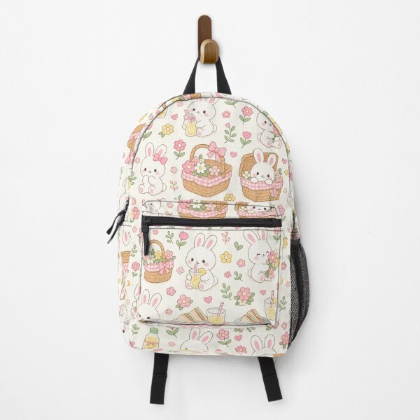 Item preview, Kawaii Bunny Flower Picnic Pattern designed and sold by Soft Berry Studio.