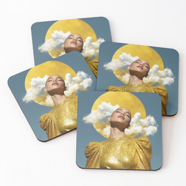 Item preview, Woman with head in the clouds set against a vibrant sun.  designed and sold by stardustcloset.