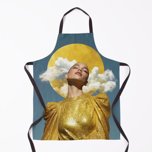 Item preview, Woman with head in the clouds set against a vibrant sun.  designed and sold by stardustcloset.