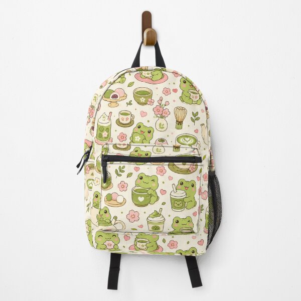 Item preview, Kawaii Frog Matcha Tea Party Pattern designed and sold by Soft Berry Studio.