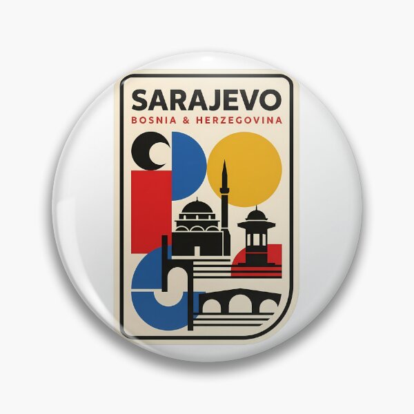 Item preview, Sarajevo Bosnia Herzegovina Retro Bauhaus Cityscape designed and sold by k3rstman1.