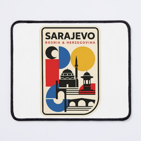 Item preview, Sarajevo Bosnia Herzegovina Retro Bauhaus Cityscape designed and sold by k3rstman1.