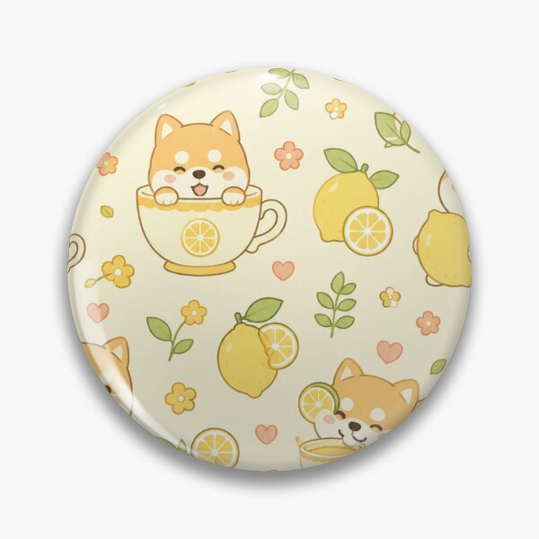 Item preview, Kawaii Shiba Lemon Tea Pattern designed and sold by Soft Berry Studio.