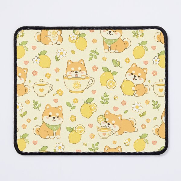 Item preview, Kawaii Shiba Lemon Tea Pattern designed and sold by Soft Berry Studio.