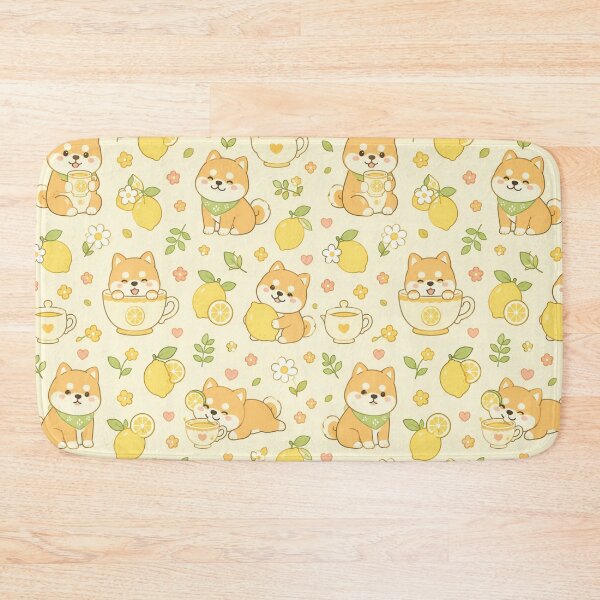 Item preview, Kawaii Shiba Lemon Tea Pattern designed and sold by Soft Berry Studio.