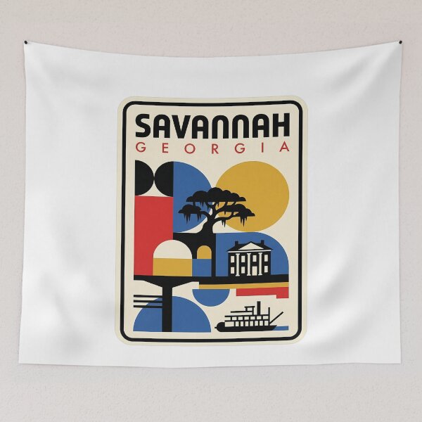 Item preview, Savannah Georgia Retro Geometric Travel Art designed and sold by k3rstman1.
