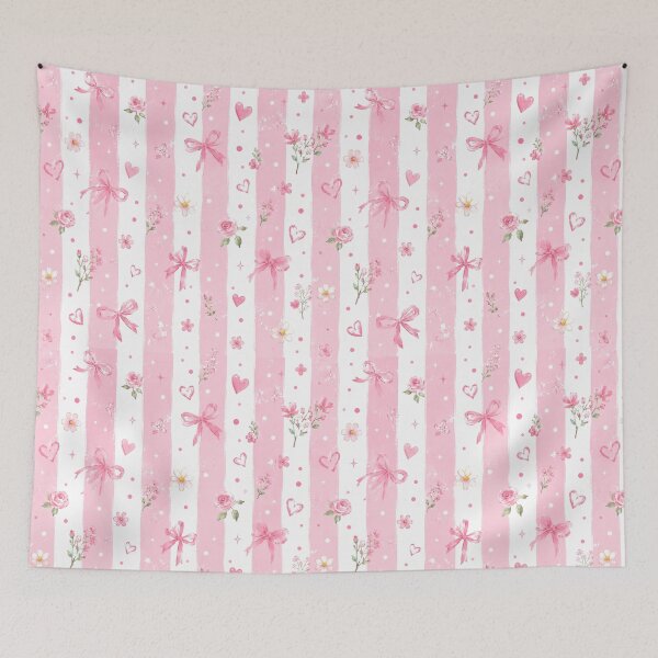 Item preview, Coquette Pink Bow Pattern Phone Case For Girls | Aesthetic Floral Stripe Journal For Students or Teacher | Pastel Rose And Ribbon Blanket For Mom designed and sold by VivaFy.