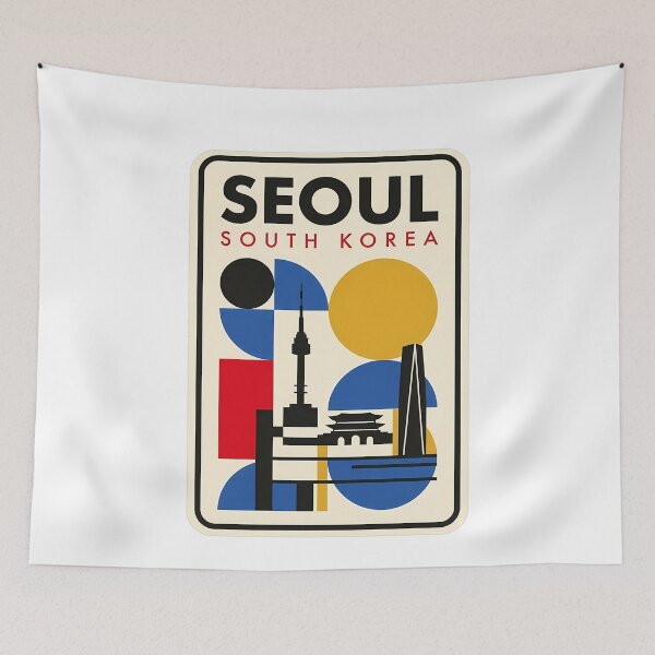 Item preview, Geometric Seoul South Korea Landmark Skyline designed and sold by k3rstman1.