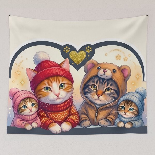 Item preview, We're Not Just Pets We're Family Winter Cat Sticker Art designed and sold by Good Vibes .