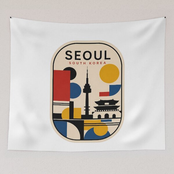 Item preview, Seoul South Korea Retro Geometric Skyline designed and sold by k3rstman1.