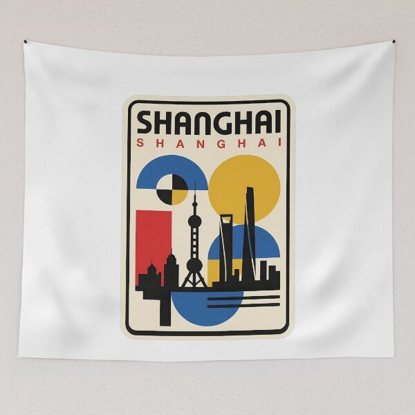 Item preview, Modern Shanghai China Skyline Geometric Cityscape designed and sold by k3rstman1.