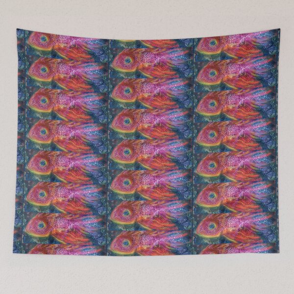 Item preview, A Fish Overlayed With A Highly Textured Mixed Media Piece designed and sold by Whispering Grace Studio.